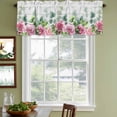 thumbnail image 3 of 2 Pack Valances for Window, Spring Pink Roses Short Curtains for Kitchen Bedroom Living Room, Pastoral Eucalyptus Leaves Gray Wooden Rod Pocket Small Window Treatment Valance Drapes 42 x 12 Inch, 3 of 8
