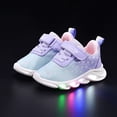 thumbnail image 5 of Krdevn Toddler Girls Light Up Sneakers Gradient Heart Print Breathable Mesh Strap Closure Non- Sole Comfortable Casual Walking Shoes,5.5-6Years, 5 of 5