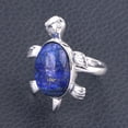 thumbnail image 1 of Women Rings Natural Gems Crystal Turtle Tortoise Lapis Lazuli Obsidian Jewelry, 1 of 6