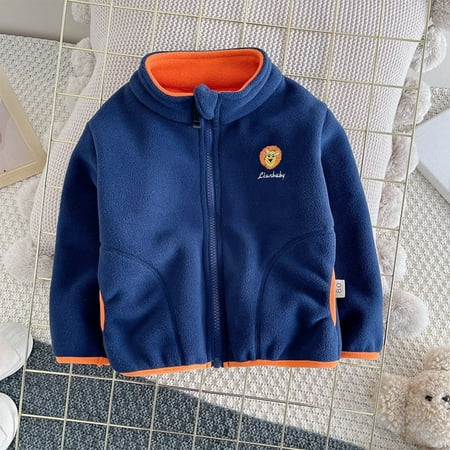 

Spazoro Toddler Girls Boys Outwear Jackets Turndown Collar Clearance Fall and Winter Warm Coats for Girls Navy Size 12M