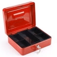 thumbnail image 4 of Caja de efectivo de seguridad KISHNELL ARCOSHOP Rojo con Cerradura 2 Llaves y bandeja 5 compartimientos, 4 of 5
