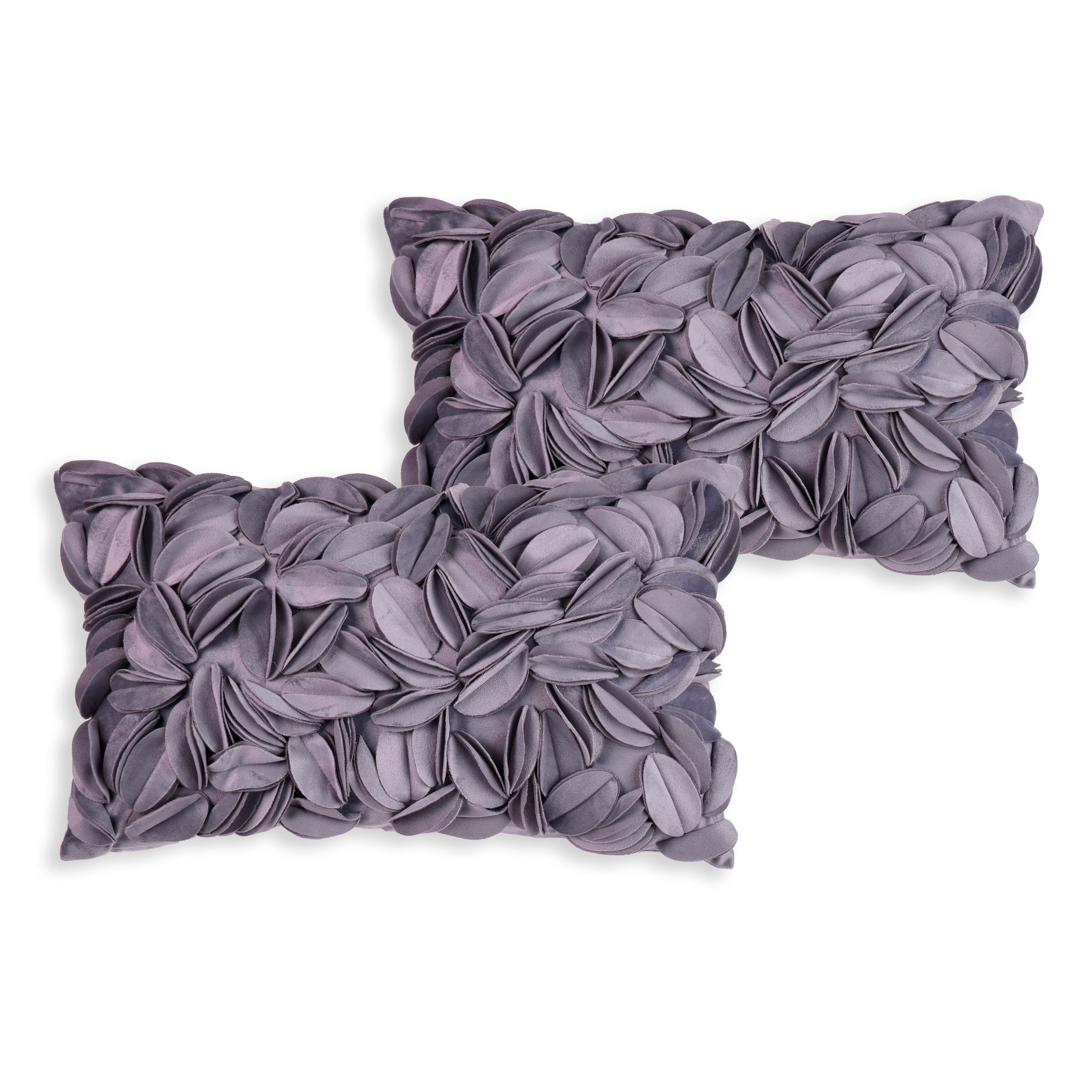 2pc Lavender Purple 12x18" 3D Sunflower Velvet Decor Throw Pillows
