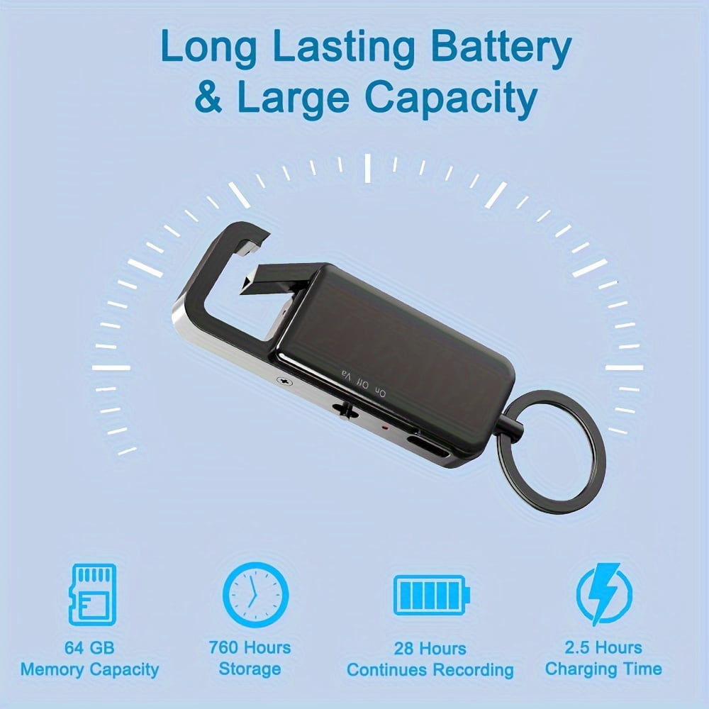 64G Voice Activated Recorder, DSP Sound Source Noise Reduction Recording Device, Digital Voice Recorders With Playback, Ideal For Lectures, Meetings, Interviews