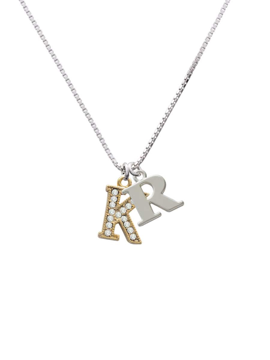 Goldtone Crystal Initial - K - R - Initial Necklace - Walmart.com