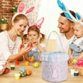 thumbnail image 4 of Noehoiugi Easter Bunny Embroidered Basket With Ruffled Trim For Easter Egg Hunts, Gifts, Holiday Decorations, Spring Party Favors (Bunny Egg Butterfly Plaid), 4 of 6