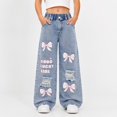 thumbnail image 2 of JAJAHO Girls Baggy Jeans Y2k Girls Elastic Waist Wide Leg Denim Pants For Teens Skater Streetwear 5-16Y, 2 of 6