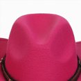 thumbnail image 6 of NOLDARES Cowboy Hats for Kids Vintage Wide Brim Felt Cowboy Hat Girls Cowgirl Hat with Belt Buckle(Hot Pink,3-18 Y), 6 of 7