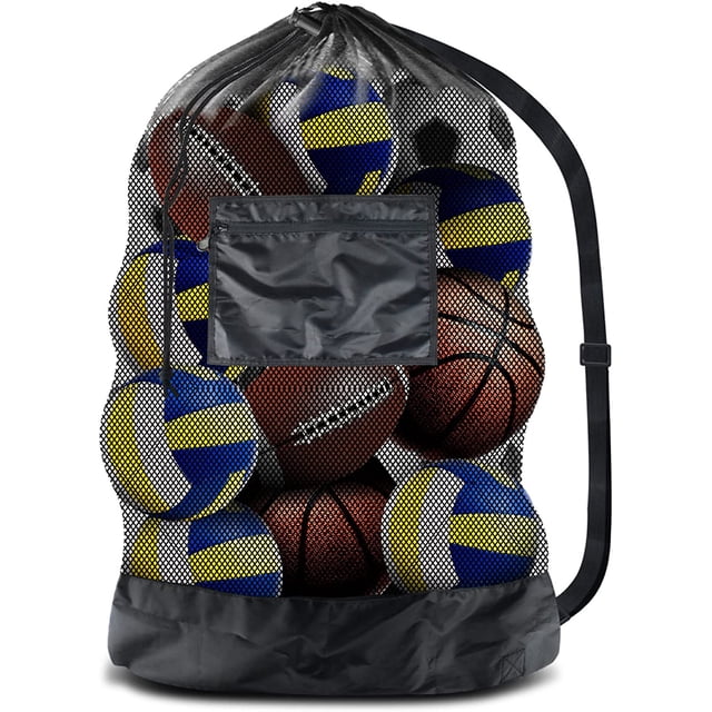 Extra Large Sports Ball Bag - Mesh Drawstring Bag with Shoulder Strap