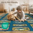 thumbnail image 4 of ODIKA 2'x3' Washable Doormat Fish Playful Fishing Faces Vintage Cannery Motif Rectangular for Entryway, Kitchen, Laundry Room, Non-Slip, Low Pile, 4 of 7
