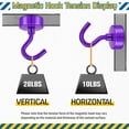 thumbnail image 3 of FINDMAG Magnetic Hooks, 6 Pack Magnet with Hook N52 Grade, Strong Magnetic Hook Heay Duty for Hanging, Magnetic Hanger for Cruise Cabins, Classroom, Grill, Purple, 3 of 6