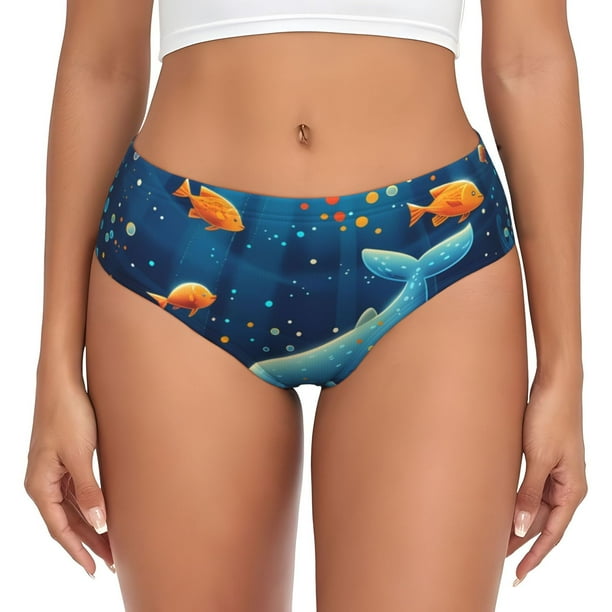Balery Whimsical Underwater Fantasy Ropa Interior de Algodón para Mujer con Dibujo – Braguitas Cómodas y Elásticas, Estilo Clásico-3X-Large