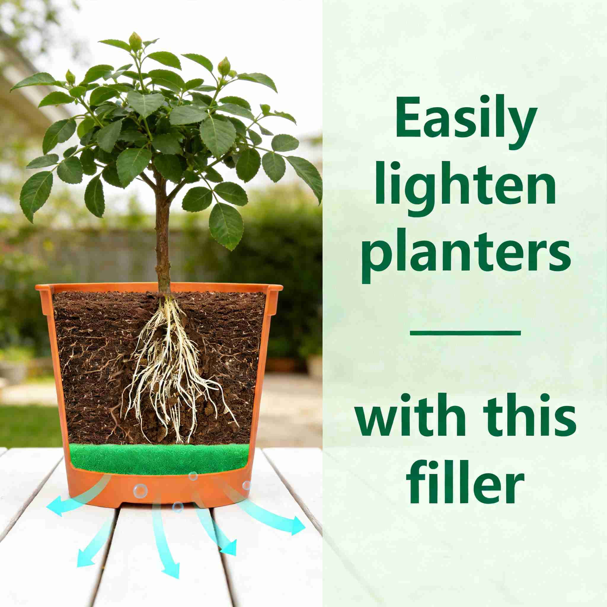 8Pcs Planter Pot Filler Insert, 8 x 8 x 1.1in Square Plant Pot Filler, Lightweight Flower Pots Drainage Filler for Indoor Outdoor Gardening Plants Container, Green