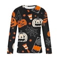 thumbnail image 4 of Virmaxy Mens 2024 Halloween Element Printed Pullover T-Shirt Long Sleeve Round Neck Top Hallowmas Fashion Casual Printing Pullover Long Sleeve Round-Neck Blouses Tops Black-3 XXXXL, 4 of 4