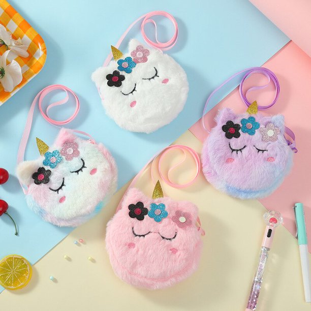 Cute Unicorn Children Shoulder Bag Kids Plush Toys Gradient Cartoon Coin Purse Girls Wallet Bag Travel Crossbody Bags Kids GiftsPurpleChina He Qiyong unisex