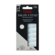 KISS Salon X-tend LED Soft Gel System Color Nails, Solid Blue, Medium Almond, 34 Ct.