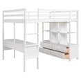 thumbnail image 6 of Triple Tree Solid Wood Full Size Loft Bed with Built In Desk and 2 Drawers, White, 6 of 7