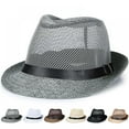 thumbnail image 1 of Small Top Hat Men Women Linen Straw Simple Casual Style Sunshade Breathable Cap Outdoor Travel Outing Photography Head Decoration, 1 of 10