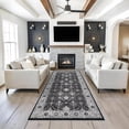 thumbnail image 4 of Washable 4x8 Hallway Runner Rug: Vintage 8ft Soft Runners For Entry Living Room Wide Low Pile Carpet With Non-slip Backing Kitchen Bedroom Thin Stain Resistant Floor Mat Dining Room(black 4x8), 4 of 8