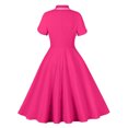thumbnail image 3 of Kaemgyyd 1950s Vintage Dress for Women Short Sleeve Style Cocktail Flowy a Line Dresses Lapel Solid Color Casual Outfit, 3 of 6