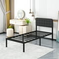 thumbnail image 4 of Maenizi Twin Bed Frames with Upholstered Headboard, 18 inch Tall Twin Platform Bed Frame, Steel Slat Support, Noise Free, No Box Spring Needed, Easy Assembly, Black, 4 of 6