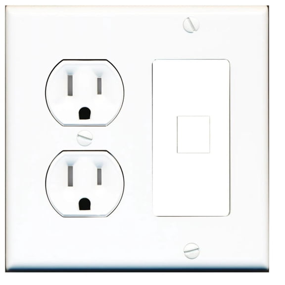 Ultra Spec Cables Custom Tamper Resistant Round Outlet Wall Plate White with 1 Keystone Port - Choose your own Port