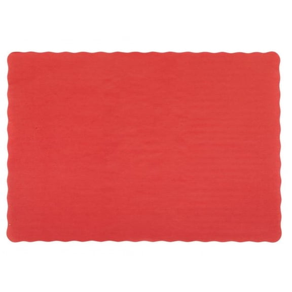 25 Scalloped Edge Paper Placemats 9.5" X 13.5" Dinner Size 26 Colors - Red
