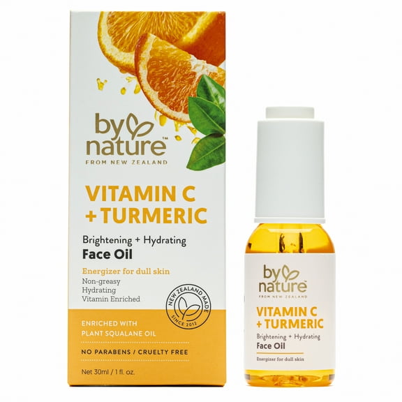 By Nature From New Zealand Vitamin C and Turmeric Face Oil, Brighten and Hydrate Skin for Dry Skin