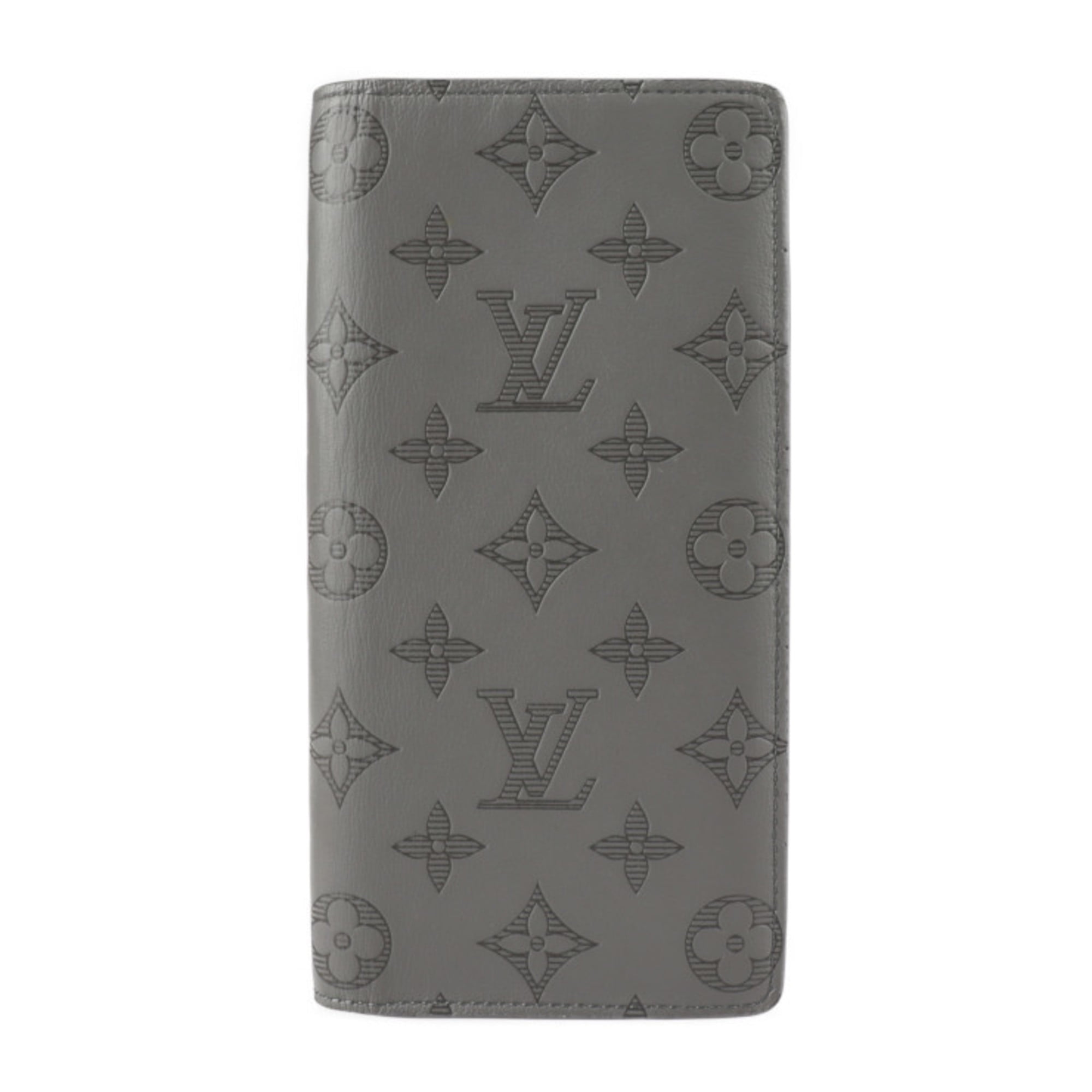 Authenticated Used LOUIS VUITTON Louis Vuitton Portefeuille Brother Bifold  Wallet M81335 Monogram Shadow Calf Leather Gray Long 