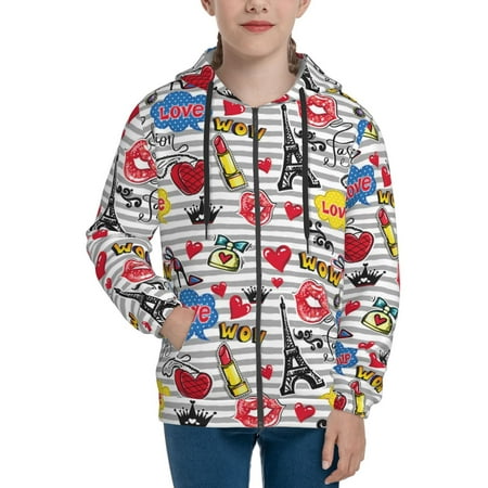 

Hoodies for Women Eiffel Tower Youthful Long Sleeve Sweatshirt Drawstring Zip Up Hoodie with Pockets Teen Girl Clothes