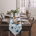 thumbnail image 3 of Blue Flower Farmhouse Village Modern Home Kitchen Dining Tablecloths Wedding Party Table Decoration Table Runner, 3 of 5