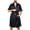 Black, variant on Men's Short Sleeve Robe Summer Knee Length House Bathrobe Pjs Satin Soft Silky Comfy Fall Spring Thin Black X-Small