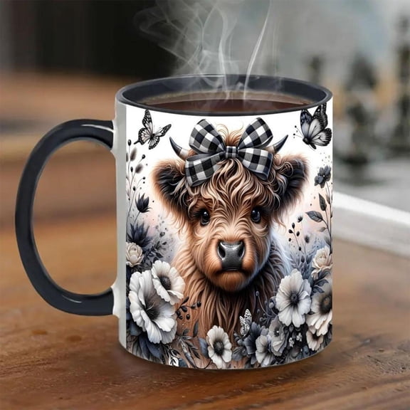 Highland Cow Coffee Cup 11oz Double Sided Printing Highland Cow Ceramic Coffee Cup 1 One Animal Theme Cup Suitable Coffee Tea Milk Party Gifts and Per
