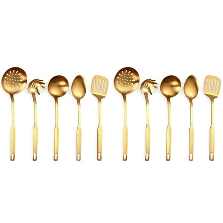 

Stainless Steel Kitchen Utensils 10-Piece Cooking Trowel Set Kitchen Tool Set Gold