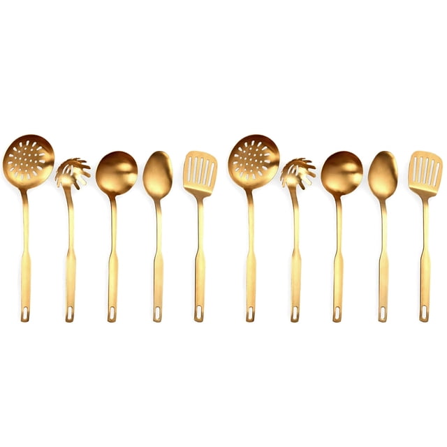 Ustensiles de Cuisine en Acier Inoxydable Ensemble de 10 Truelles de Cuisine, Ensemble d'Outils de Cuisine, Or