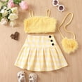 thumbnail image 4 of SUCS 3pcs Girls Clothes Summer Suit Plush Sling Plaid Skirt Bag 3piece Suit Pure Cotton Set, 4 of 9