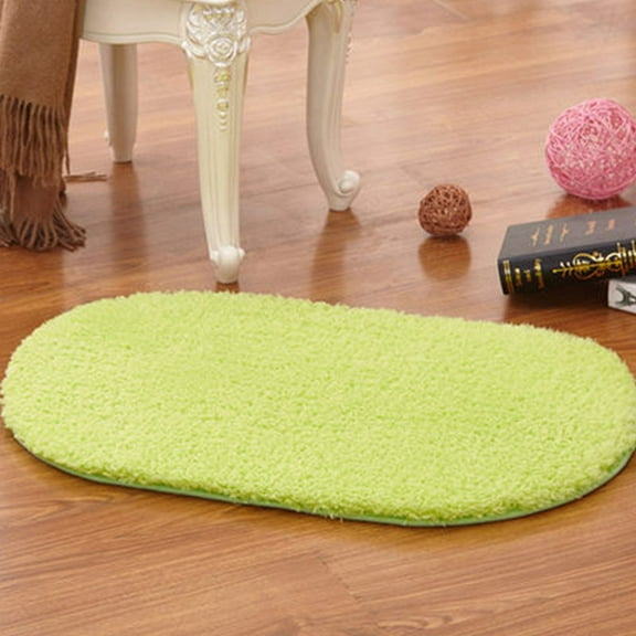 Mictong bathroom carpet, thickened oval bathroom carpet, anti slip ultra soft absorbent bathroom mat, suitable for bathrooms, green, 1 piece