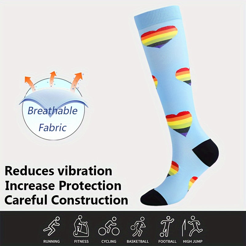 8 Pairs Compression Socks for Men Women Knee Support Hose Medias De Compresion Para Mujer Nurse Nursing School Student Accessories for Work Leg Long Stockings Pregnancy Maternity Travel