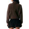 thumbnail image 5 of Bexdxz Women's Full Zip Sherpa Fleece Jacket, Stand Collar Fuzzy Plush Zip Up Outerwear with Zipper Pockets, Warm Casual Long Sleeve Coat for Fall Winter Outdoor Activities Brown L, 5 of 5