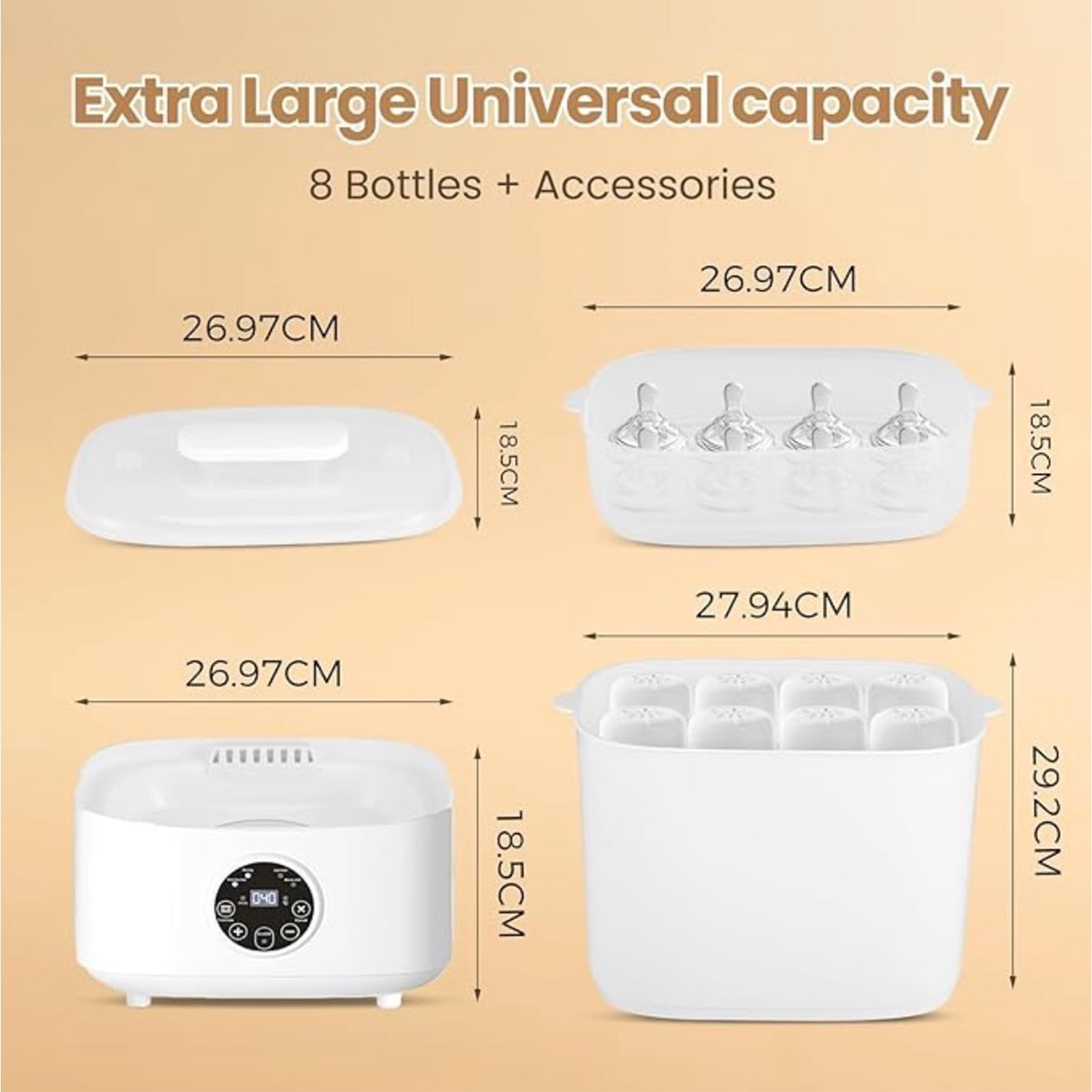 Purpurbur Baby Bottle Sterilizer and Dryer, 5-in-1 Large Capacity Multi-Purpose Electric Steam Sterilizer for Cups, Utensils, and Small Household Items