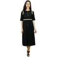thumbnail image 2 of Phagun Women Black Rayon Kurti Lace Work Chic Kurta Zipper Front Slit Tunic - 4, 2 of 7