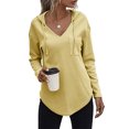 thumbnail image 2 of HAiming Hoodies for Womens Solid Color Long Sleeve V Neck Drawstring Tops Fall Winter Casual Loose Pullover Blouse, 2 of 6