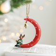 thumbnail image 3 of Colgante de decoración de hierro forjado para árbol de Navidad, divertido Papá Noel sentado en la luna, decoración colgante para el hogar, 3 of 7
