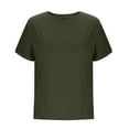 thumbnail image 4 of Summer Oversize Shirts for Womens 2025 Fashion Casual Solid Color Round Neck Loose Short Sleeve T-shirt Top Blouses, 4 of 6