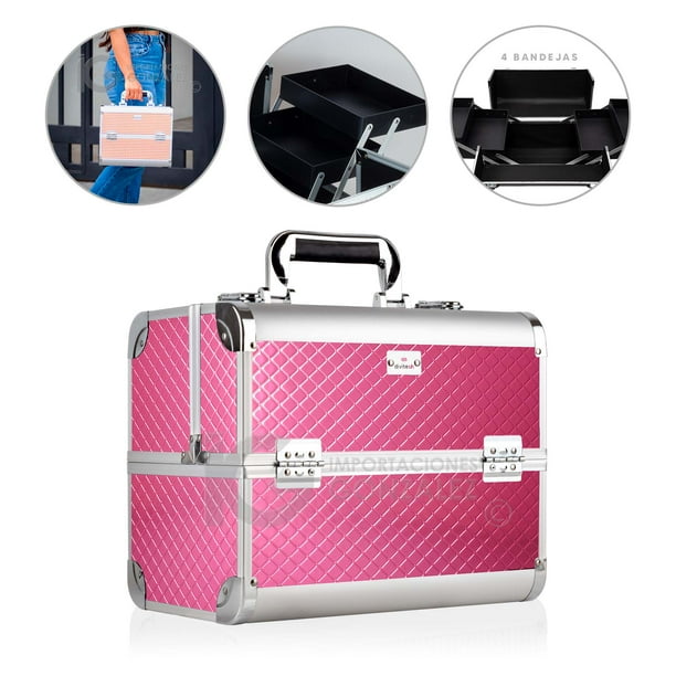 Neceser Cosmetiquera Divitech Profesional De Belleza Con Refuerzos De Aluminio Fucsia Divitech Neceser Basic Walmart en linea