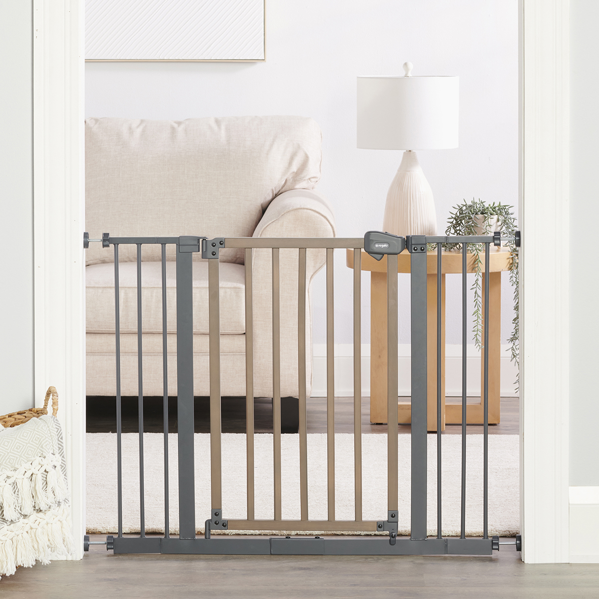 Regalo Multi-Style Wooden Safety Gate, Gray & Brown photo 8