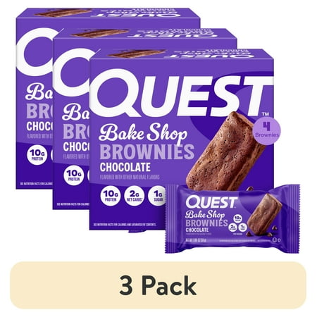 (3 pack) Quest Bake Shop Brownies, Chocolate Flavor, 10g Protein, 4 Count