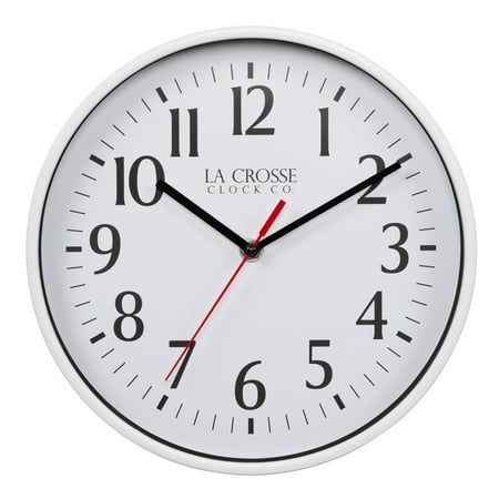 La Crosse Clock 10 inch Basics Analog Quartz White Wall Clock, 404-3025W