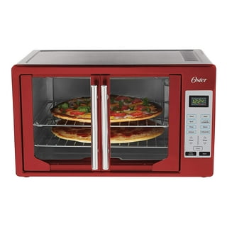 Elite Gourmet ETO4510B# French Door 47.5Qt, 18-Slice Convection Oven  4-Control Knobs, Bake Broil Toast Rotisserie Keep Warm, Includes 2 x 14  Pizza