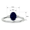 thumbnail image 5 of SuperJeweler 1 1/3 Carat Oval Shape Created Sapphire and Two Diamond Ring In Sterling Silver For Women, 5 of 6