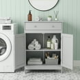 thumbnail image 3 of Ktaxon Bathroom Floor Cabinet, Freestanding Storage Cupboard w/ Drawer and 2 Doors, MDF Gray, 3 of 27